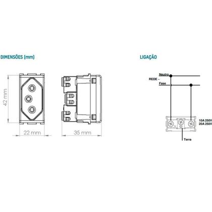Imagem de Módulo Tomada 20A 2P+T Branca 57115/032 Tramontina