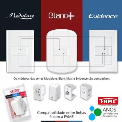 Imagem de Módulo Tomada 2p+T 10a/250v Fame Evidence/Modulare/Blanc+