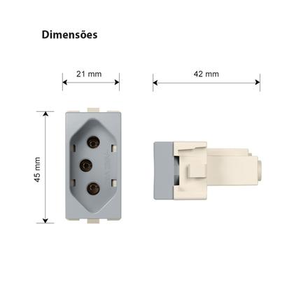 Imagem de Módulo Tomada 2p+t 20a Cinza Sleek Colors Margirius