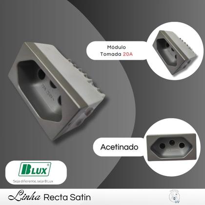 Imagem de Módulo Tomada 2p+t 20a Recta Satin Prata - B.lux