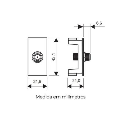 Imagem de Módulo Tomada Antena de TV Fame Habitat Onix para Cabo Coaxial 75 Ohms
