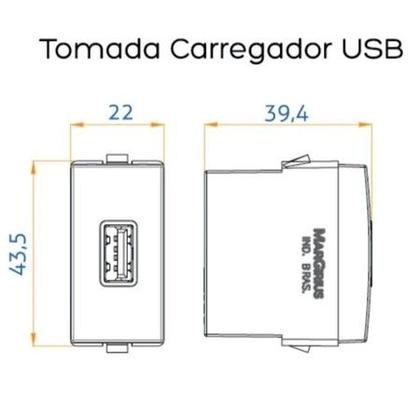 Imagem de Modulo Tomada Carregador Usb 1a-bivolt Br Sleek