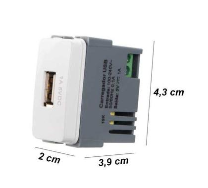Imagem de Módulo Tomada Carregador USB 1A Bivolt Branco - MARGIRIUS