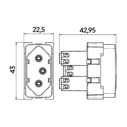 Imagem de Módulo Tomada MarGirius B3 Colors 2P+T 20A Preto Ebony