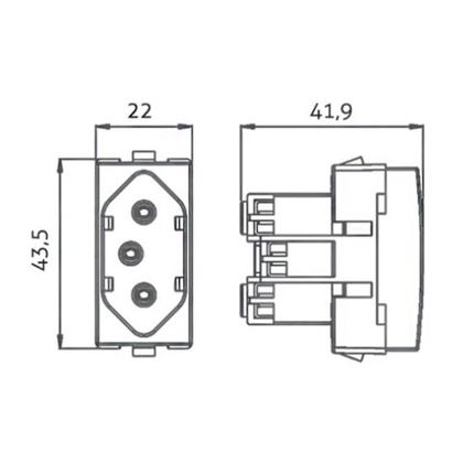 Imagem de Módulo Tomada MarGirius Sleek 2P+T 20A Preto Ebony