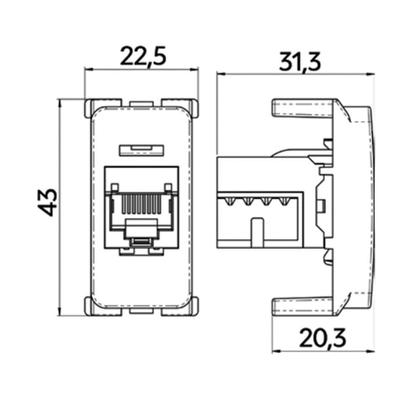 Imagem de Módulo Tomada para Rede de Informática MarGirius B3 Colors RJ45 Cat6 Pérola