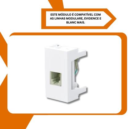 Imagem de Módulo Tomada Rj11 4 Vias Branca - Blanc Mais/Evidence/Modulare - Fame