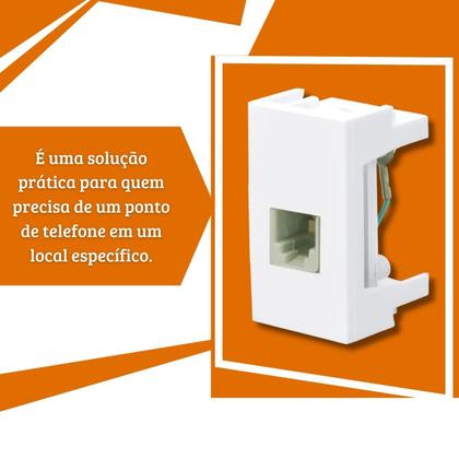 Imagem de Módulo Tomada Rj11 4 Vias Branca - Blanc Mais/Evidence/Modulare - Fame