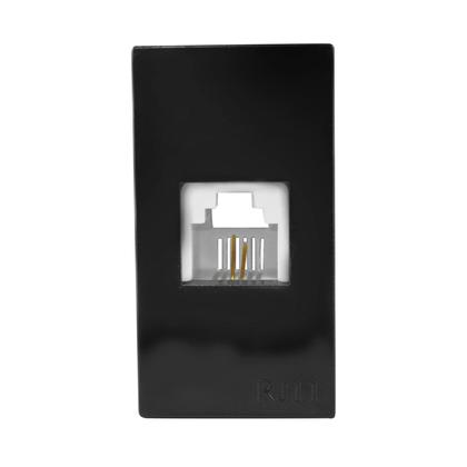 Imagem de Módulo Tomada Telefone RJ11 2 Fios Linha Slim Preta Ilumi - 81614