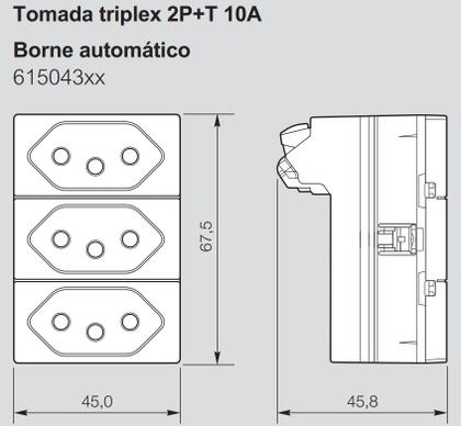 Imagem de Módulo Tomada Tripla 10A 2P+T Cinza 615043CZ Pial Plus+