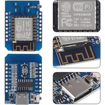 Imagem de Módulo WiFi Tipo-C Micro USB Mini NodeMCU ESP8266 ESP-12F Lua 4M Bytes Sem Fio Para Arduino