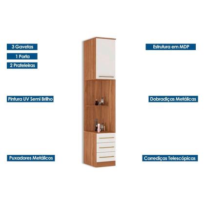 Imagem de Módulos de quarto Irlanda Armário Mesa de Cabeceira 71180K Irlanda c/ 1 Porta e 3 Gavetas Amendola/Branco - Demóbile