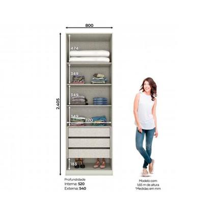 Imagem de Módulos de Quarto Seletto Guarda Roupa c/ 2 Portas e 3 Gavetas MC03 Areia - Henn