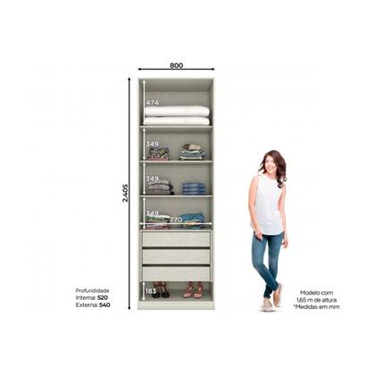 Imagem de Módulos de Quarto Seletto Guarda Roupa MC04 c/ 2 Portas c/ Espelho e 3 Gavetas Areia - Henn