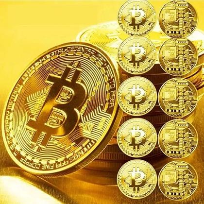 Imagem de  Moeda Física Bitcoin Dourada - Colecionadores Criptomoedas