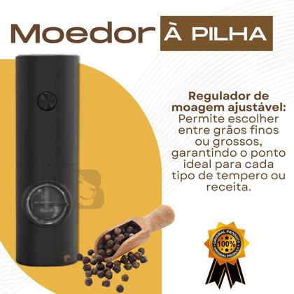 Imagem de Moedor à Pilha De Sal Pimenta Temperos Condimentos Automático Com Ajuste de Moagem Portátil Chef
