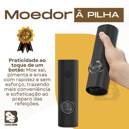 Imagem de Moedor à Pilha De Sal Pimenta Temperos Condimentos Automático Com Ajuste de Moagem Portátil Chef