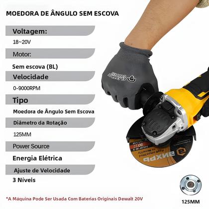 Imagem de Moedor Angular Sem Fio Dewalt 20V - 125mm, Sem Escova, para Polimento