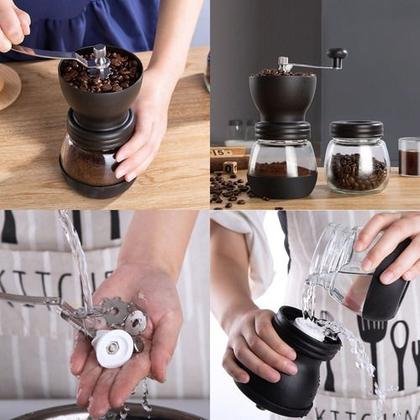 Imagem de Moedor Café Manual Cerâmica Vidro Reservatório Com Regulagem