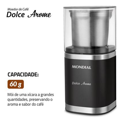 Imagem de Moedor de Café Dolce Arome Mondial Preto/Inox 180W - MCF-01-BI