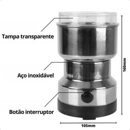 Imagem de Moedor De Café Grãos Triturador Elétrico Automático Inox
