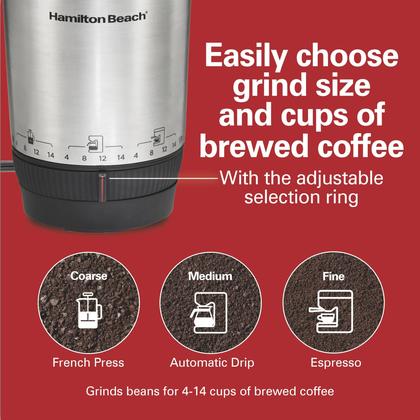 Imagem de Moedor de café Hamilton Beach Custom Grind 4-14 xícaras