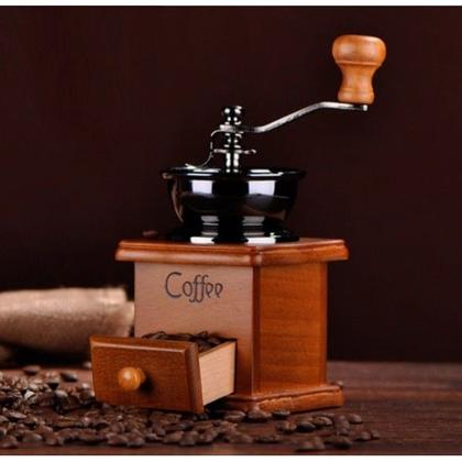 Imagem de Moedor de Café Manual C/ Manivela e Gaveta Feito em Madeira