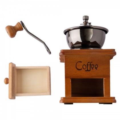 Imagem de Moedor De Café Manual Madeira Retrô Manivela Lamina Premium