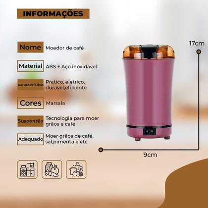 Imagem de Moedor De Café Pimenta Elétrico Automático Grãos Resistente Em Inox 