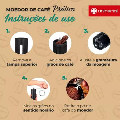 Imagem de Moedor de Café Prático + Garrafa Bule Paris 500ml - Preto Unitermi