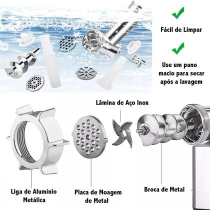 Imagem de Moedor De Carne 2800w Elétrico Funil Linguiça Kibe 110v Voltagem 110v