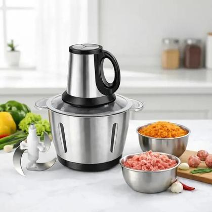 Imagem de Moedor De Carne Elétrico De Aço Inoxidável Picador De Alimentos Legumes Máquina Doméstica 3 LITROS 110V + DESCASCADOR