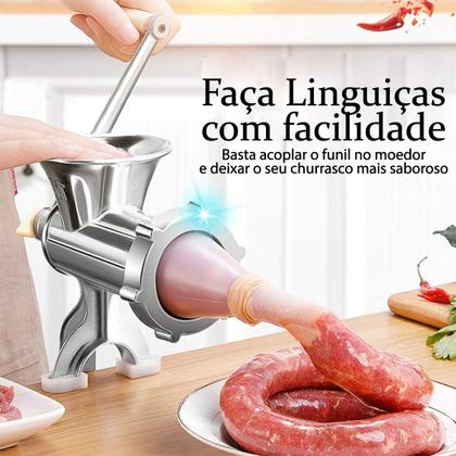 Imagem de Moedor de Carne Manivela Manual N10 Maquina De Moer Profissional para fazer Carne Moida Linguiça e Hamburguer Portatil com Prensa