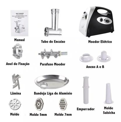 Imagem de Moedor de Carne Profissional Automático Elétrico, Kibe, Carne Moída, Linguiça