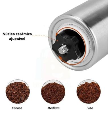 Imagem de Moedor De Grãos P/ Café Manual Em Inox C/ Ajuste De Moagem