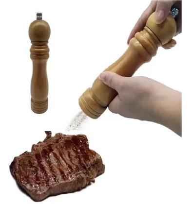 Imagem de Moedor De Pimenta E Sal Madeira Moinho Cerâmica 20cm Tempero Grande