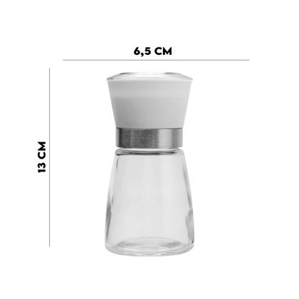 Imagem de Moedor de Pimenta e Sal Tempero Transparente com Tampa Branca 170ml Lyor