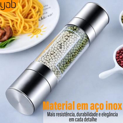 Imagem de Moedor de Pimenta E Sal Temperos Manual Aço Inox 2 Em 1 Yab
