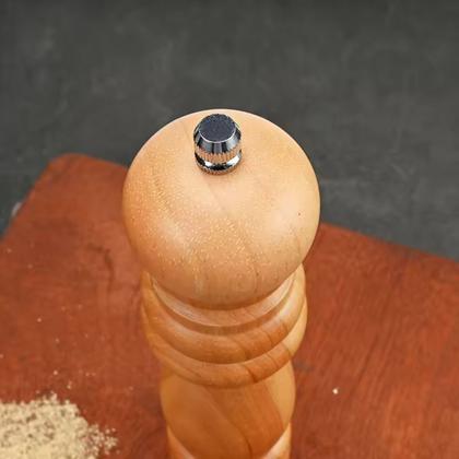 Imagem de Moedor de Pimenta Sal Grãos Temperos Manual Madeira 14cm