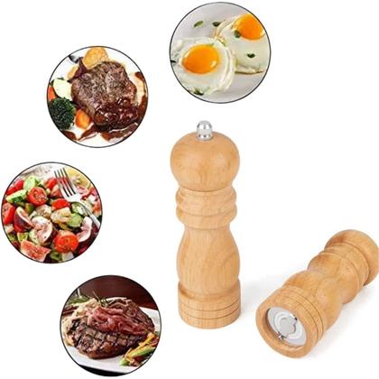 Imagem de Moedor de Pimenta Sal Grãos Temperos Manual Madeira 14cm