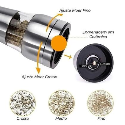 Imagem de Moedor De Pimenta Sal Temperos Especiarias Aço Inox