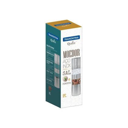 Imagem de Moedor De Sal E Pimenta Realce Duplo Em Aço Inox E Acrílico Com Moinho Em Cerâmica