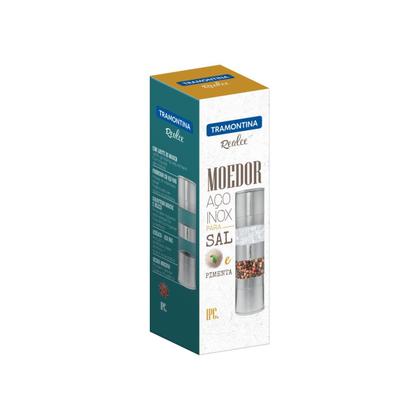 Imagem de Moedor de Sal e Pimenta Tramontina Realce Duplo em Aço Inox e Acrilico com Moinho em Ceramica