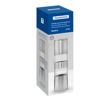 Imagem de Moedor de Sal e Pimenta Tramontina Realce Duplo em Aço Inox e Acrilico com Moinho em Ceramica