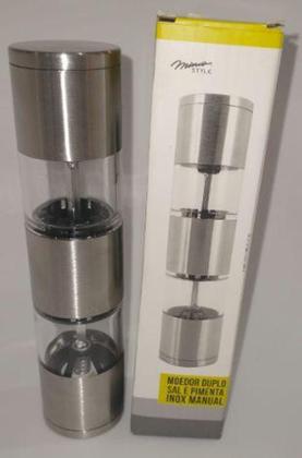 Imagem de Moedor Duplo 2 em 1 Sal e Pimenta Inox Manual - Mimo Style