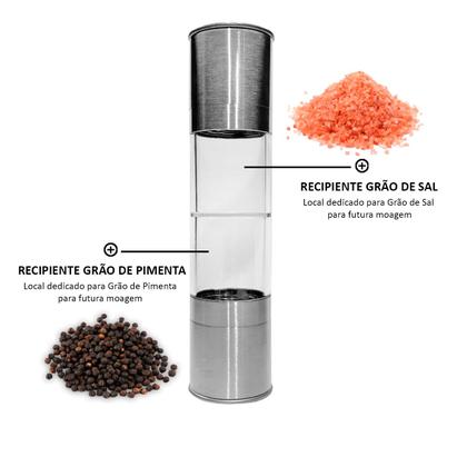 Imagem de Moedor Duplo Inox Pimenta Sal Condimentos Cozinha Churrasco