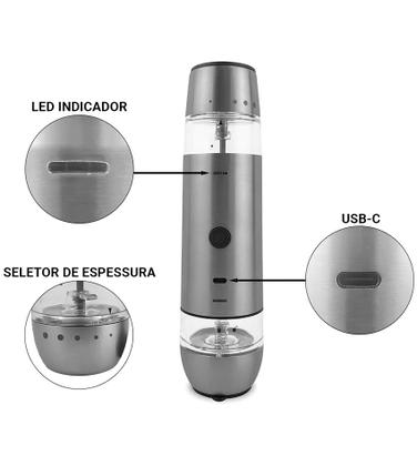 Imagem de Moedor Elétrico Duplo Para Sal E Pimenta Duplo Automático Usb