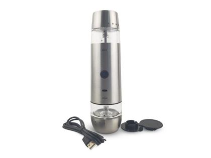 Imagem de Moedor Elétrico Para Pimenta e Sal Utensilio Domestico Temperos Artesanais Feito em Aço Inoxidável e Acrílico