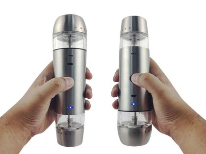 Imagem de Moedor Elétrico Para Pimenta e Sal Utensilio Domestico Temperos Artesanais Feito em Aço Inoxidável e Acrílico