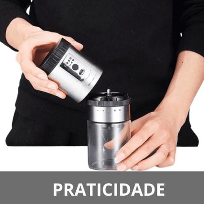 Imagem de Moedor Grãos Café Elétrico Regulagem De Pó Usb Recarregável